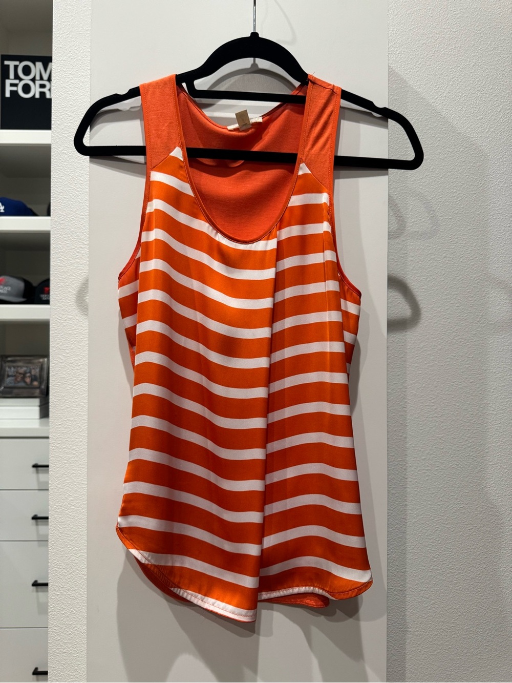 Caslon Orange & White Striped Scoop Tank
